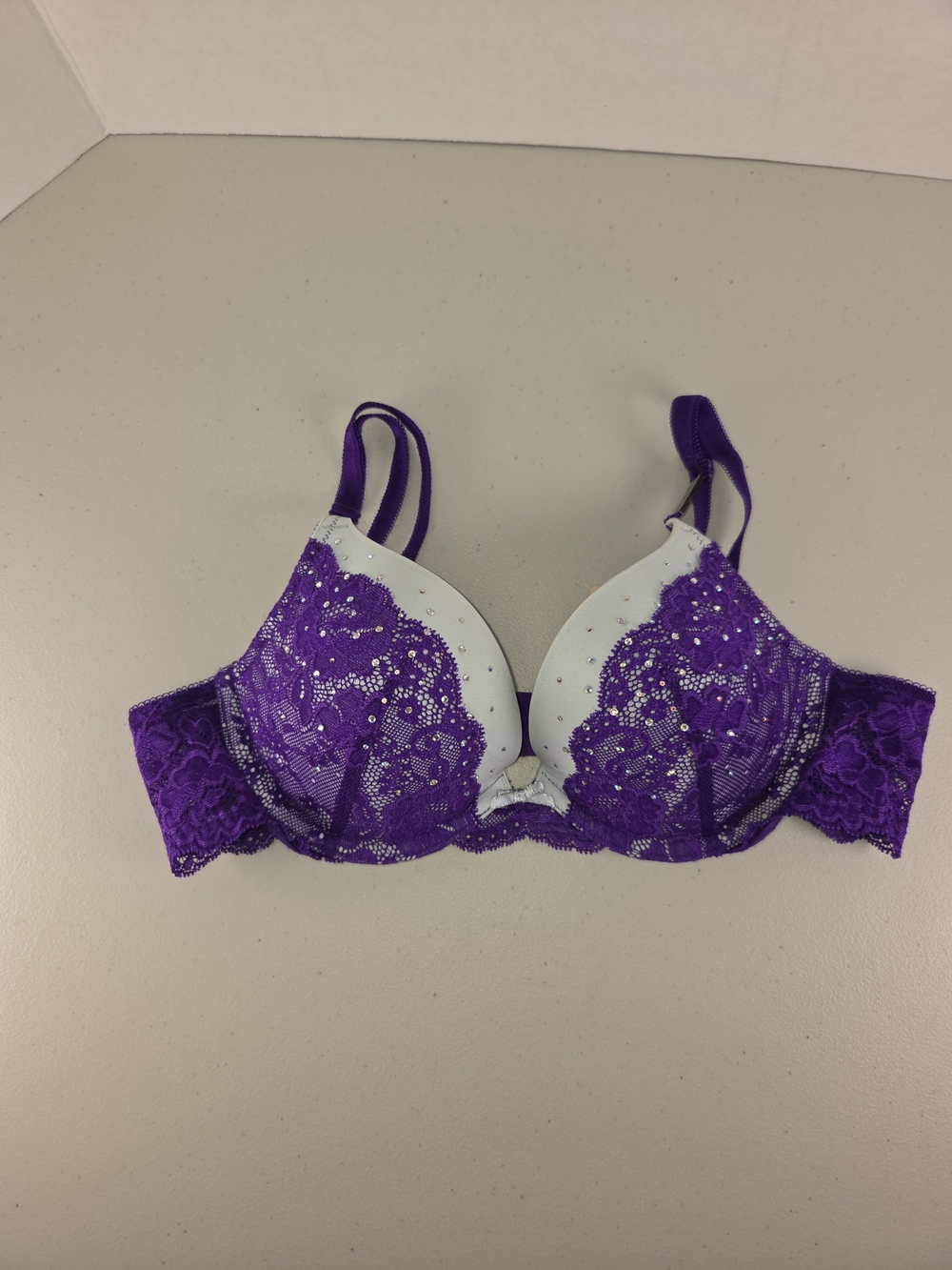 NWT Victoria's Secret Purple Lace Embellished Push-Up Bra